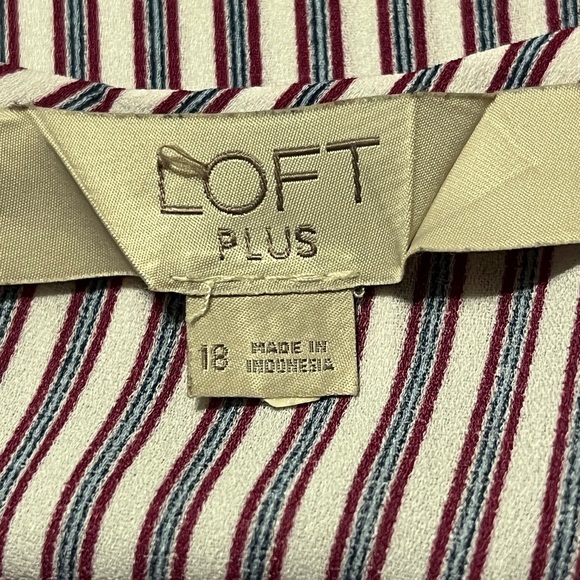 Loft Plus Blouse Pin Stripes Size 18 Keyhole Back - Picture 6 of 16